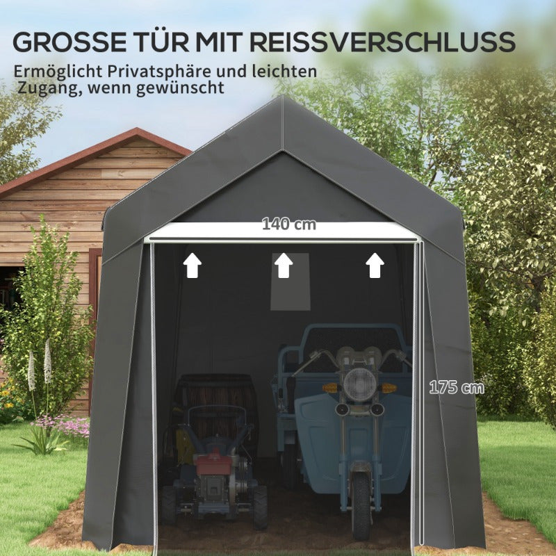 Garage Tent Opslag – Schuur Tent – Motorstalling – Tuinberging – Carport Tent – Waterdicht – UV Bescherming – 2.1x3.6x2.35m – Stevige Stalen Frame