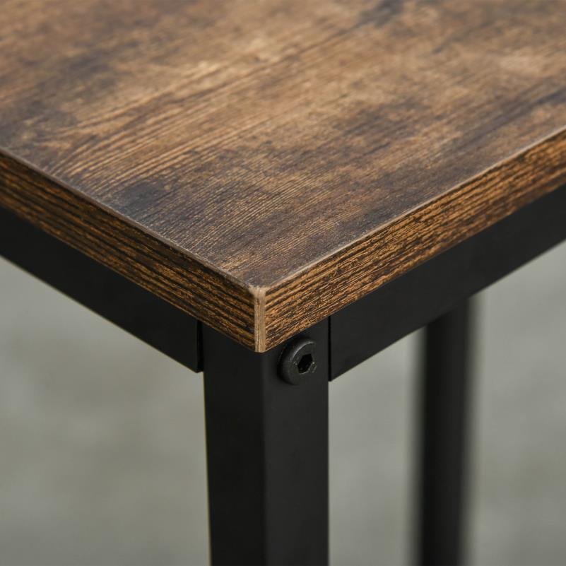 Bartafelset – Bartafel – Statafel – Eettafelset – Barset – Industrieel Design – 109x60x100 cm – Rustiek Bruin Hout Met Zwart Stalen Frame – Inclusief 2 Barstoelen En Opbergrek