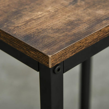 Bartafelset – Bartafel – Statafel – Eettafelset – Barset – Industrieel Design – 109x60x100 cm – Rustiek Bruin Hout Met Zwart Stalen Frame – Inclusief 2 Barstoelen En Opbergrek
