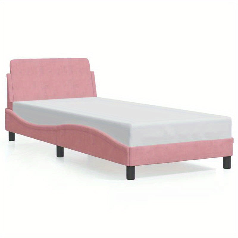 Bed Frame Con Testiera Without Mattress Rosa 90X200 Cm Velvet Practical, Removable, Suitable for All Seasons