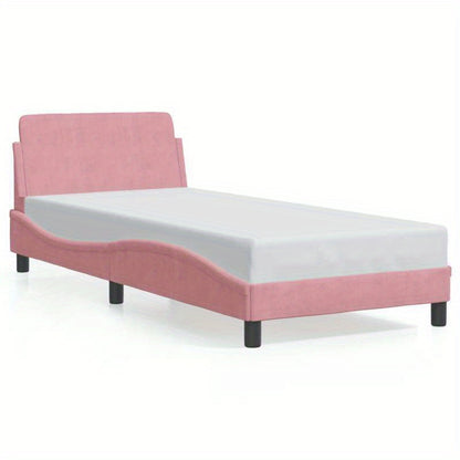 Bed Frame Con Testiera Without Mattress Rosa 90X200 Cm Velvet Practical, Removable, Suitable for All Seasons