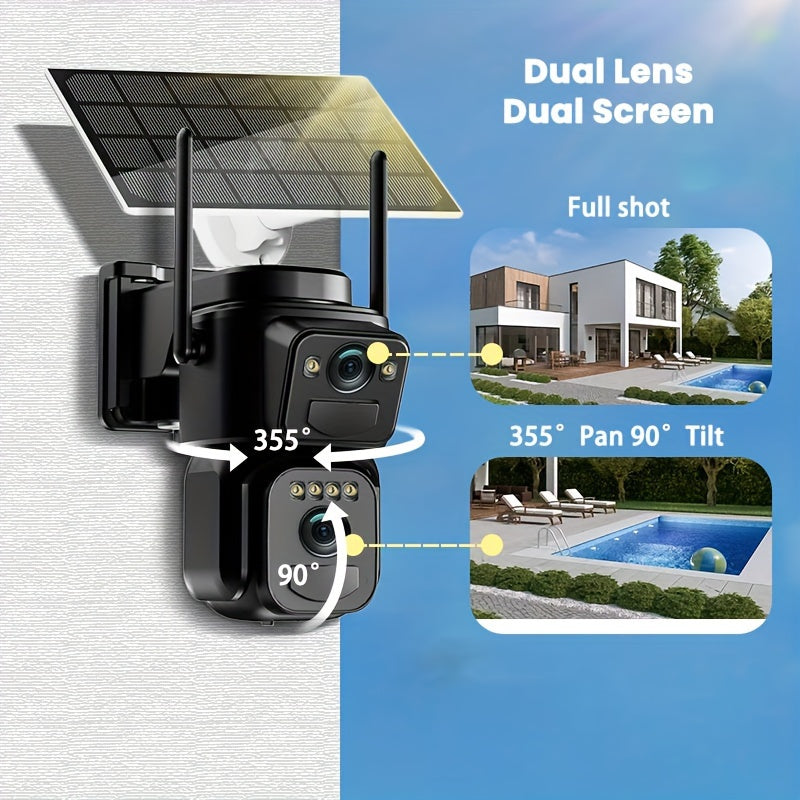 Draadloze Beveiligingscamera Set – Buiten Camera – Wifi Camera – Surveillance Camera – IP Camera – 2K HD Dual Lens – Automatische Bewegingsdetectie & Kleurennachtzicht