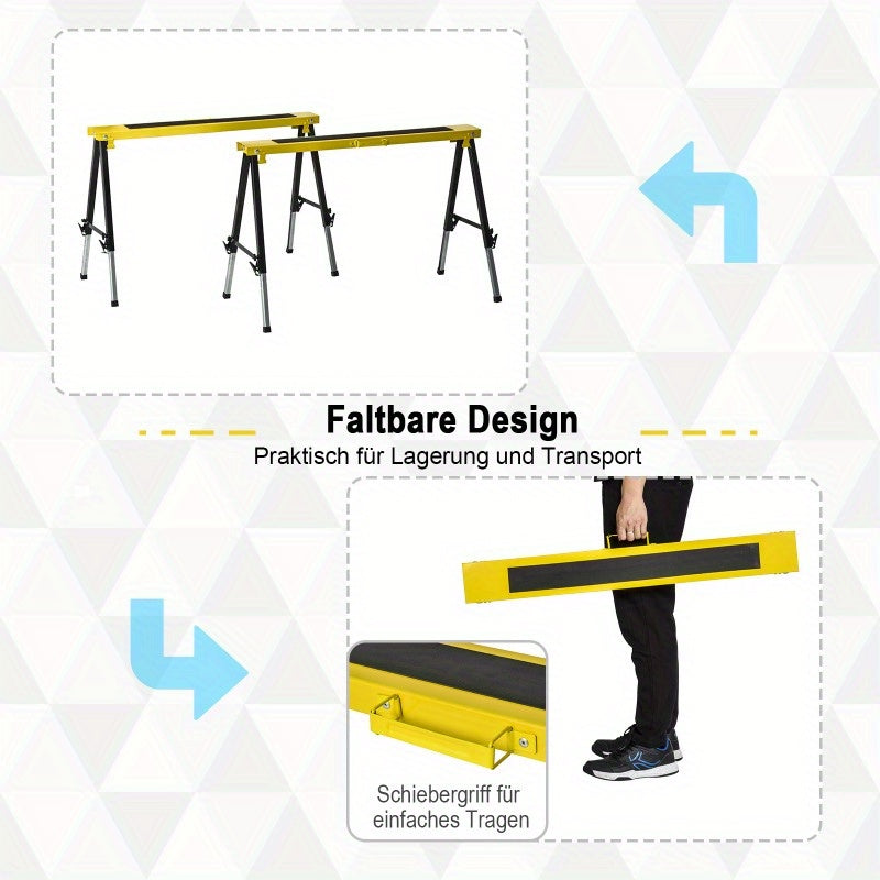 Zaagbok – Werkbok – Klapbok – Opklapbare Werktafel – Werksteiger – Verstelbare Hoogte – Robuuste Stalen Constructie – Draagkracht 100kg
