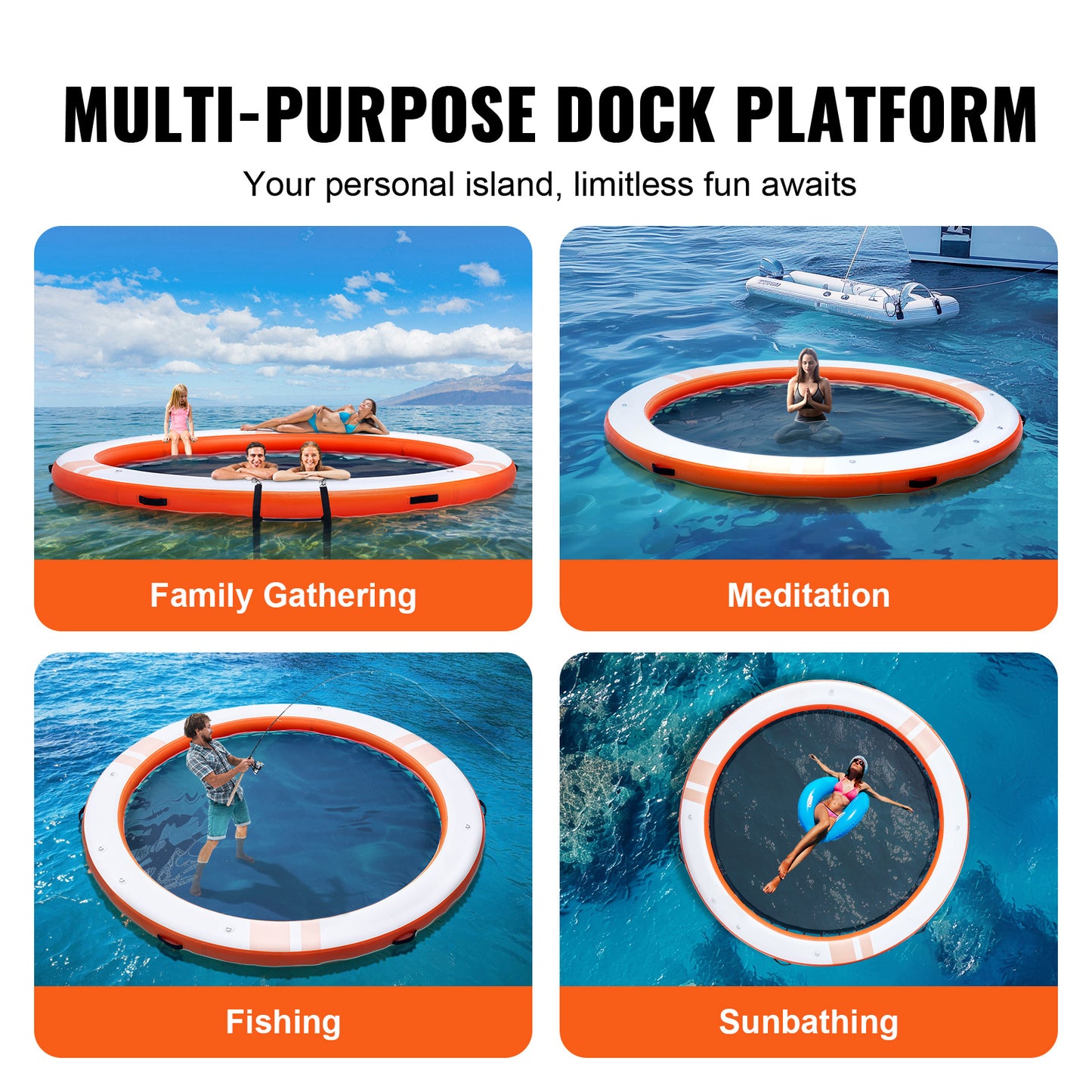 Zweefvlot – Drijfplatform – Zwemvlot – Watermat – Inflatable Vlot – Trampoline Gedeelte – 10 Voet Diameter – Duurzaam 2700g/m² PVC Met Antislip