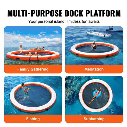 Zweefvlot – Drijfplatform – Zwemvlot – Watermat – Inflatable Vlot – Trampoline Gedeelte – 10 Voet Diameter – Duurzaam 2700g/m² PVC Met Antislip