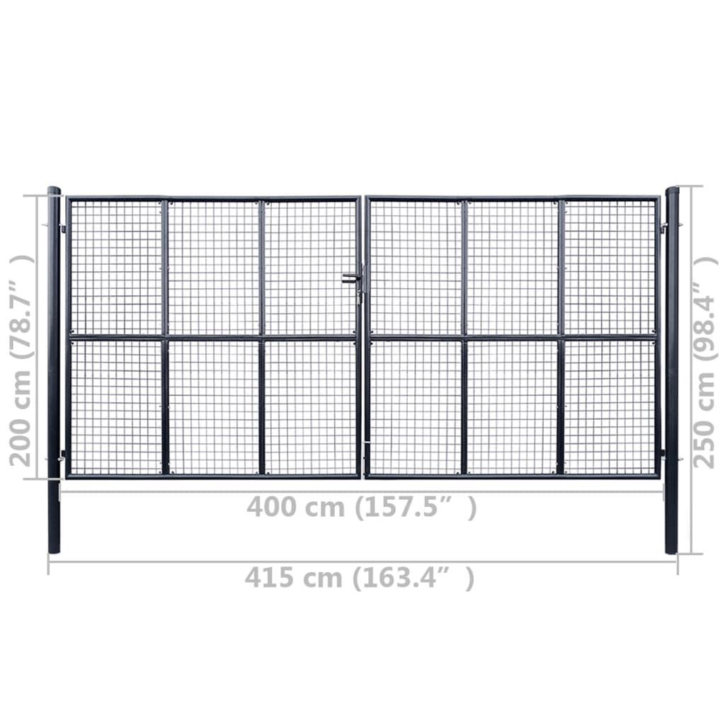 Tuinpoort – Tuindeur – Schuttingpoort – Hekpoort – Poortdeur – Gegalvaniseerd Staal – 400x200 cm – Roestbestendig Poedercoating