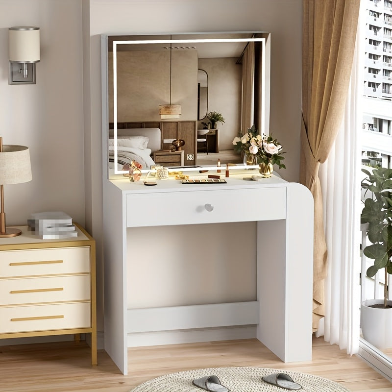 Makeuptafel – Kaptafel – Cosmeticatafel – Make-uptafel – Schminktafel – Schuifspiegel – Verborgen Opbergruimte – Groot Lade- en Vaksysteem – Wit – 81,2x40x135 cm