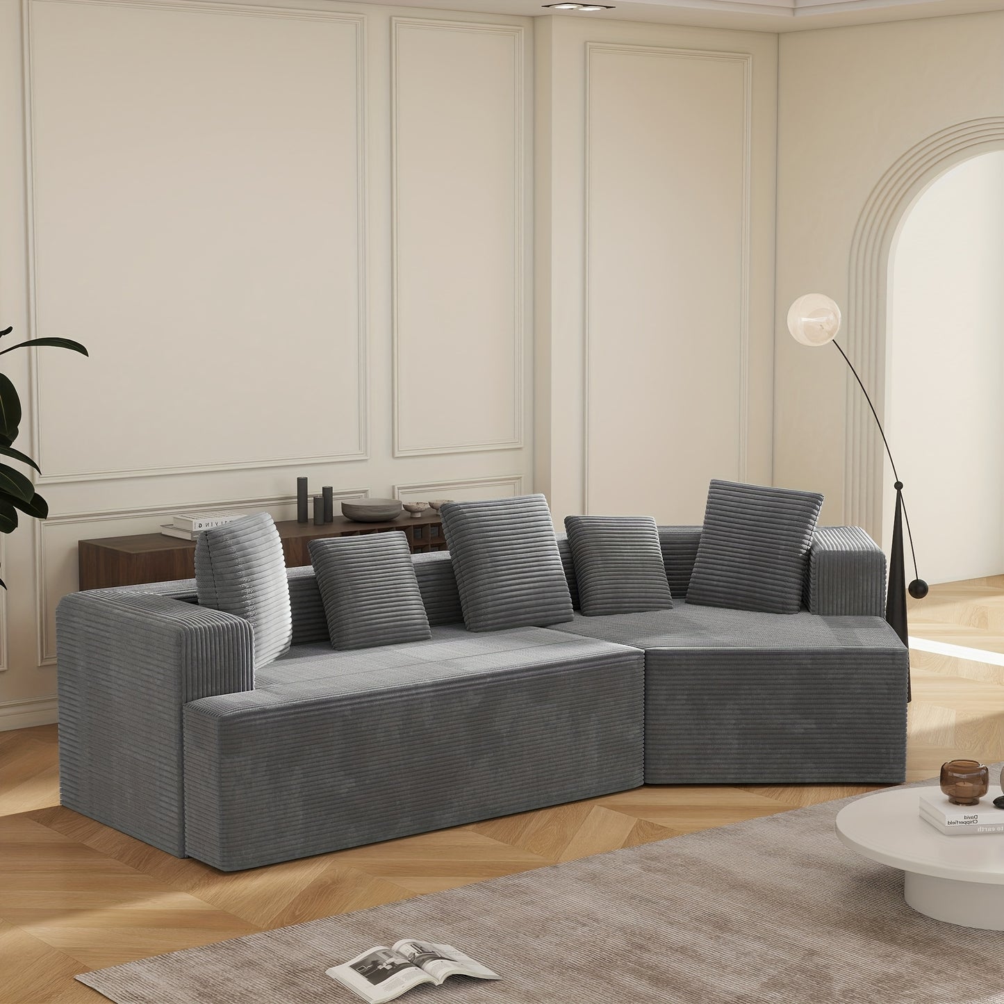 312cm (12.5" Wide) Modular Sectional Sofa - No Assembly Required, Fully Compressed Packaging, Plush Cushions & Sturdy Frame - Modern Living Room Couch for Apartments, Houses, Offices - Easy Delivery & Space-Saving Design - Bl