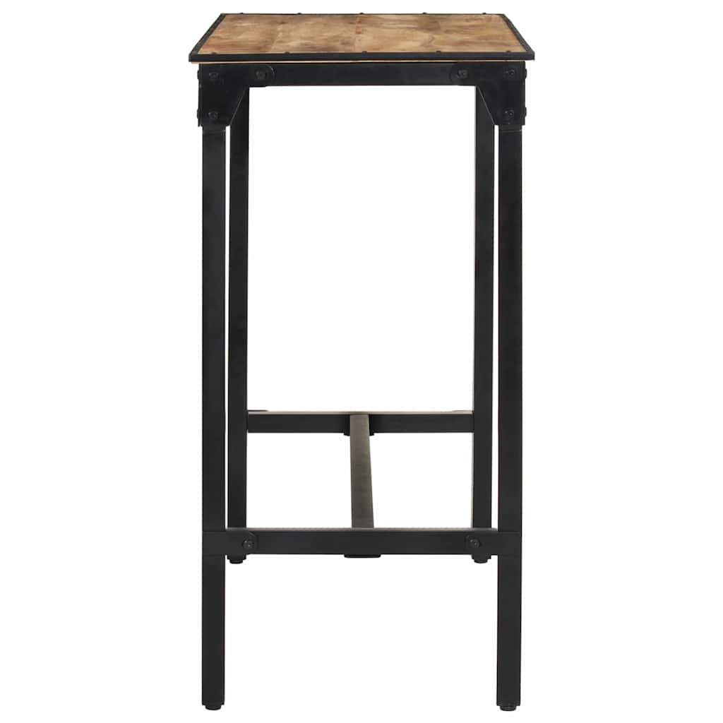 Barset – Barkrukken – Bar Stoelen – Bistro Set – Keukenbar Set – Massief Mangohout – Industrieel Metalen Frame – Comfortabele Zitting – Kunstleer Bekleding – Bruin