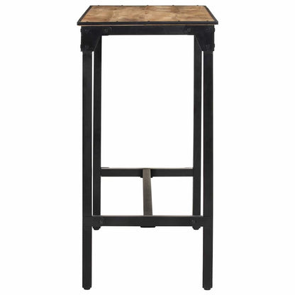 Barset – Barkrukken – Bar Stoelen – Bistro Set – Keukenbar Set – Massief Mangohout – Industrieel Metalen Frame – Comfortabele Zitting – Kunstleer Bekleding – Bruin
