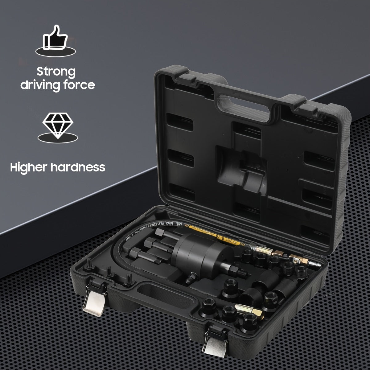 Dieselinjector Trekker – Pneumatische Injector Trekkerset – Injectorverwijderaar – Diesel Injector Verwijderaar – Pneumatische Injector Losser – Zwart – Stalen Constructie – Variabele Luchtdruk 5-8 Bar
