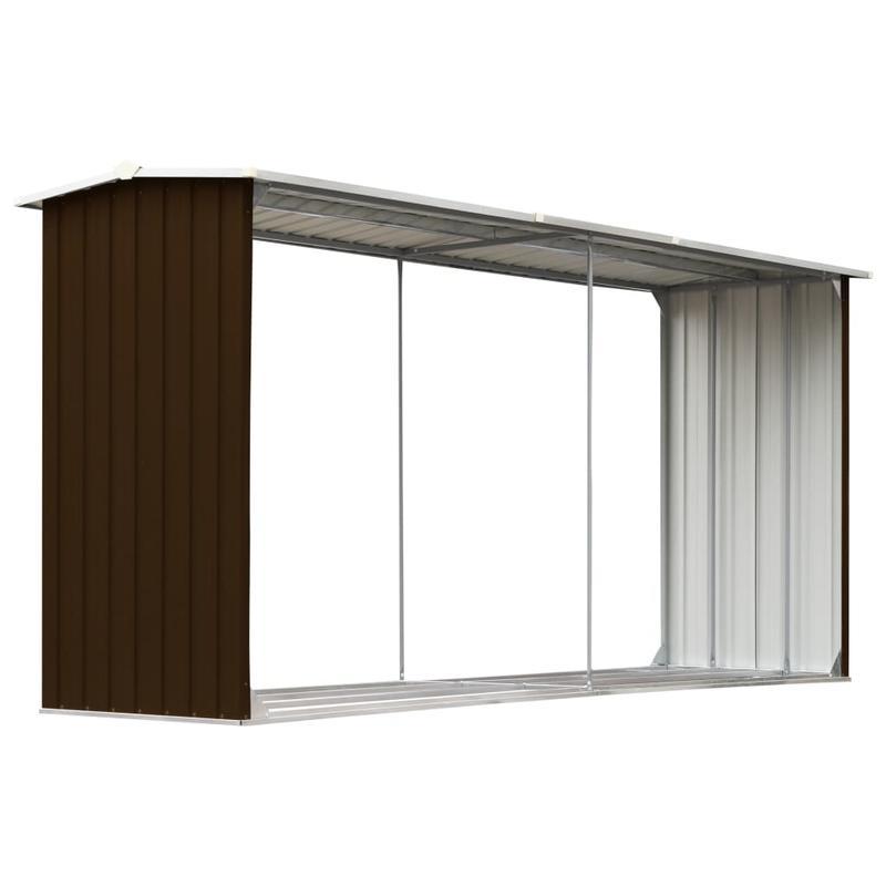 Metalen Houtopslag – Buitenberging – Tuinkast – Gereedschapsopslag – Houtopslagplaats – Bruin – Weerbestendig Gegalvaniseerd Staal – Ruim 330x92x153 CM