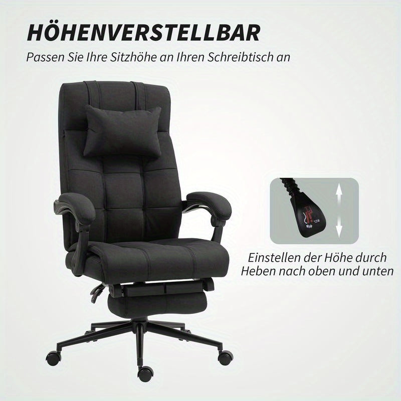 Ergonomische Bureaustoel – Ergonomische Stoel – Bureaustoel Met Voetensteun – Draaistoel – Kantoorstoel – Verstelbare Lendensteun – Uitschuifbare Voetensteun – Stevige Basis Met 5 Zwenkwielen
