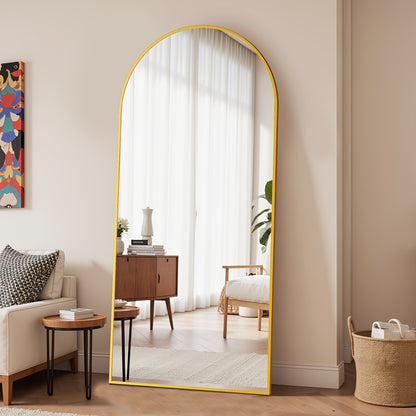 Staande Vloerspiegel – Volledige Lengte Spiegel – Staande Spiegel – Wandspiegel – Lange Spiegel – Zwart Frame Met Koperen Afwerking – Breukbestendig Glas – 174x68 cm