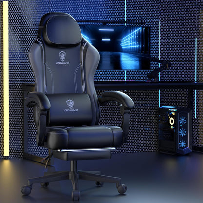 Gamingstoel – Gamerstoel – Bureaustoel – PC Stoel – Office Chair – Ergonomisch Met Veerkussen – Verstelbare Rugleuning & Opklapbare Voetensteun – Grijs - QUORE