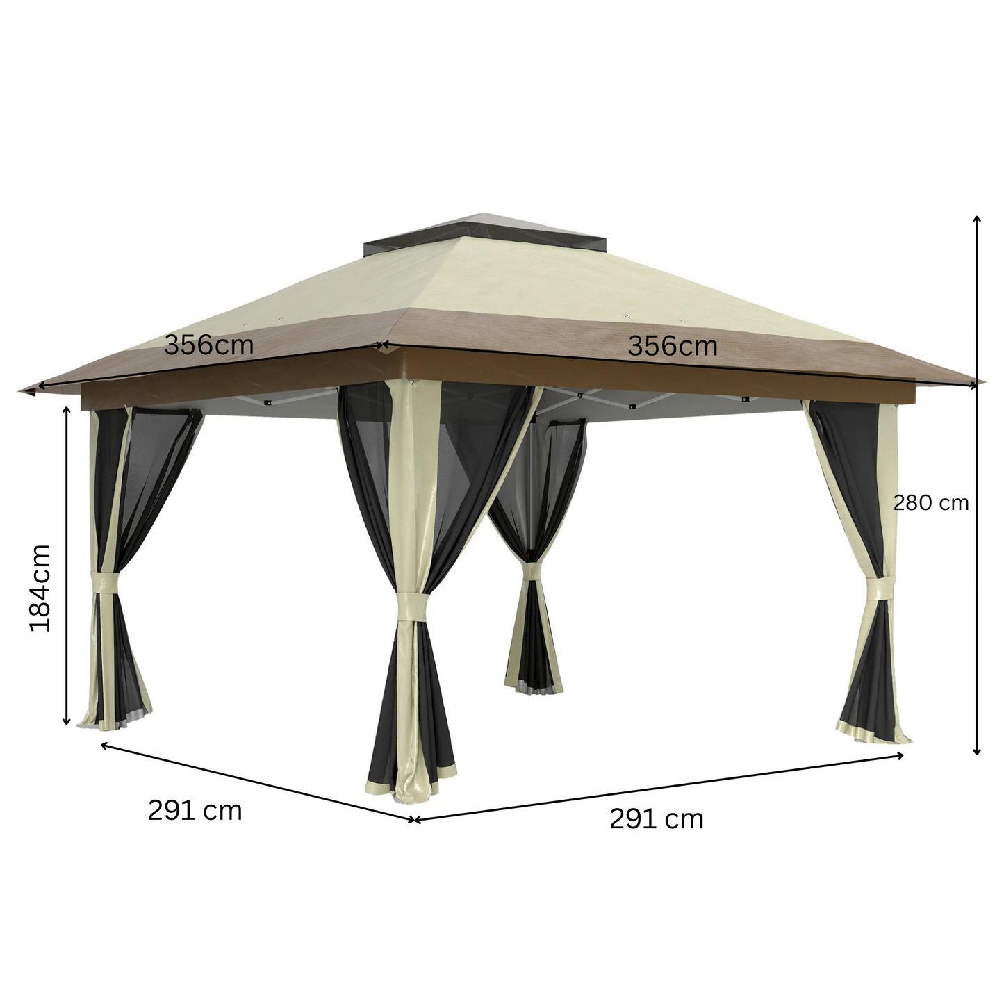 Paviljoen - Tuinpaviljoen - Partytent - Tuintent - Pop-up Kliksysteem - Stabiel - Vouwtent - met Mesh Cover - Opvouwbaar - Waterdicht - Winterbestendig - 50+UV-Bescherming - voor Tuin - Buiten - Achtertuin - 3.6 x 3.6 m - Cream
