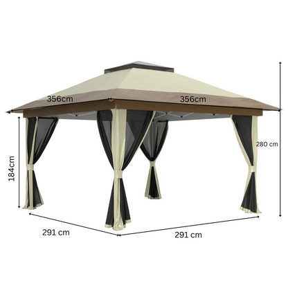Paviljoen - Tuinpaviljoen - Partytent - Tuintent - Pop-up Kliksysteem - Stabiel - Vouwtent - met Mesh Cover - Opvouwbaar - Waterdicht - Winterbestendig - 50+UV-Bescherming - voor Tuin - Buiten - Achtertuin - 3.6 x 3.6 m - Cream
