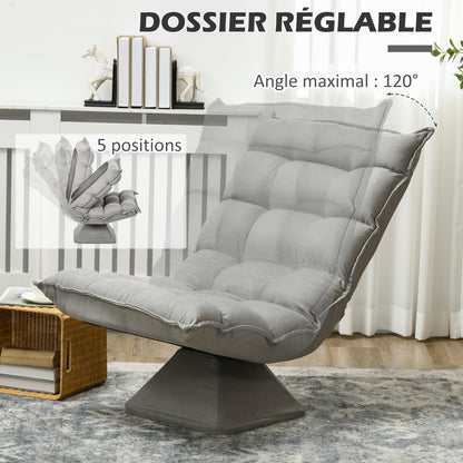 Vloerstoel – Lazy Chair – Loungestoel – Meditatiestoel – Vloerlounger – Verstelbare Rugleuning – 360° Draaibaar – Linnen Bekleding – Hoogwaardig Schuim