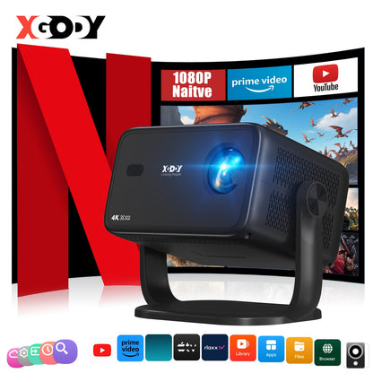 Projector – Beamer – Home Cinema – Video Projector – Multimedia Projector – Full HD 1080p – Android 11 Met WiFi6 & 500 ANSI Lumen – Draaibare Zwarte Stand