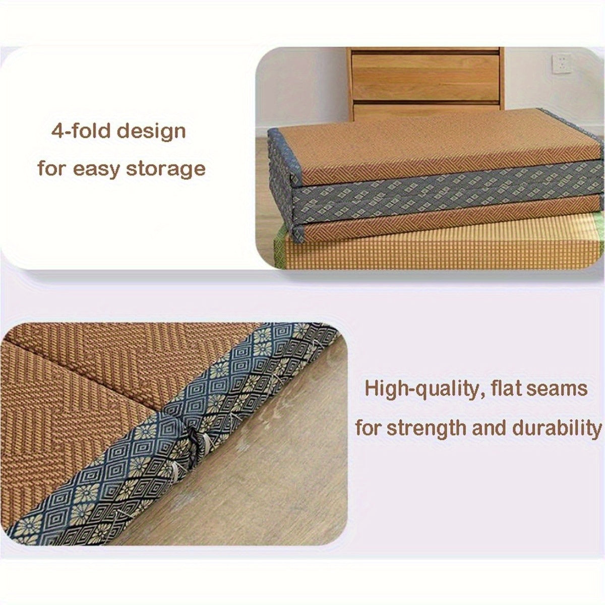 Tatami Mat – Vouwmat – Meditatie Mat – Yogamat – Futon Ondergrond – 200x120x3,5 cm – Natuurlijke Grasvezels – Rugondersteunend & Duurzaam