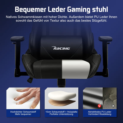 Gamingstoel – Gamestoel – Gaming Chair – Game Stoel – Gamestoel met Voetsteun – Ergonomisch Design – Verstelbare Lendensteun en Hoofdsteun – 360° Draaibaar – Maximaal 150 kg Belastbaar