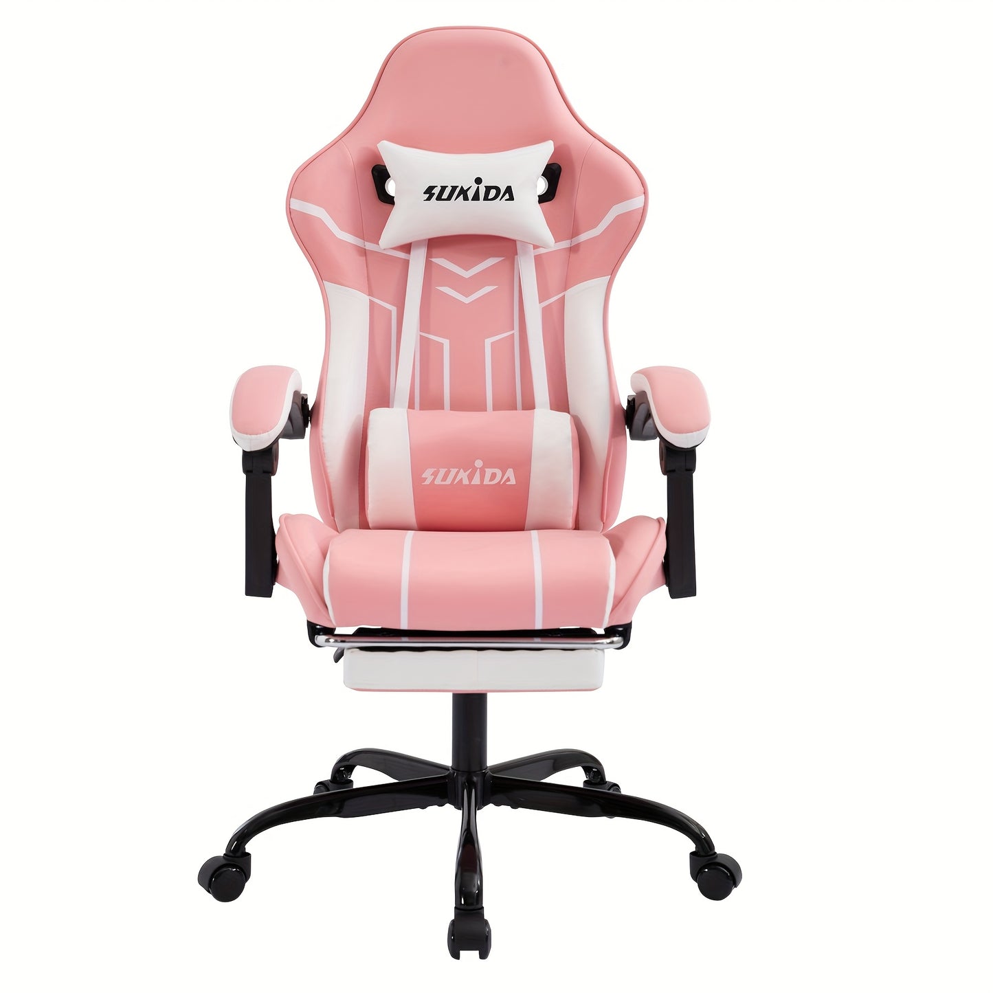 Gamingstoel – Gamestoel – Bureaustoel – Gaming Chair – Game Stoel – Met Voetensteun en Brede Zitting – Ergonomisch 135° Kantelbaar – Verstelbare Hoogte & Stille Wieltjes
