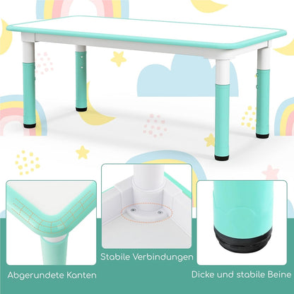 Verstelbare Kindertafel – Kinderbureau – Tafelset – Speeltafel – Eettafel – Met 4 Ergonomische Stoelen – Graffiti Tafelblad – Hoogte Verstelbaar – Veilig & Duurzaam – Groen