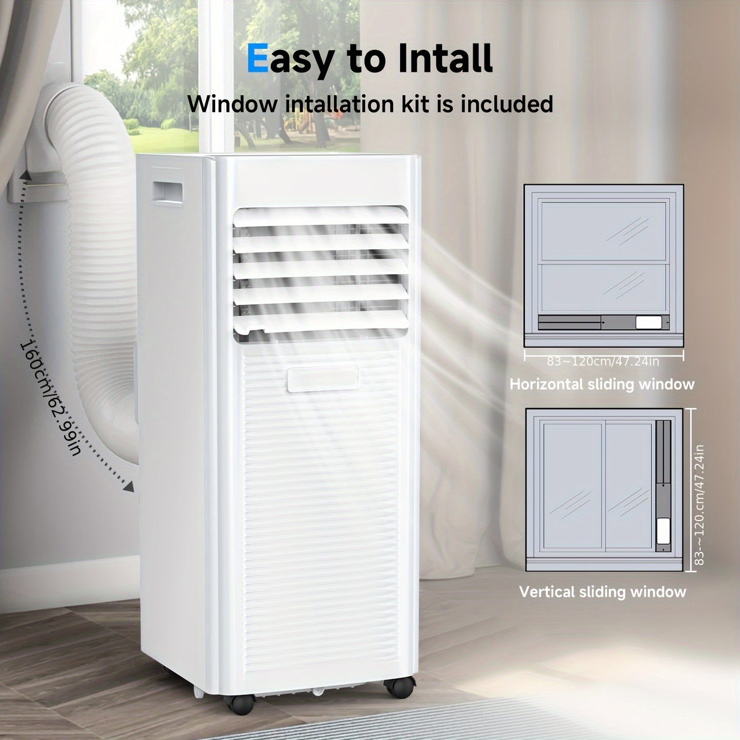 Draagbare Airconditioner – Mobiele Airco – Koelapparaat – Ventilator – Ontvochtiger – 9000 BTU – 24-Uurs Timer