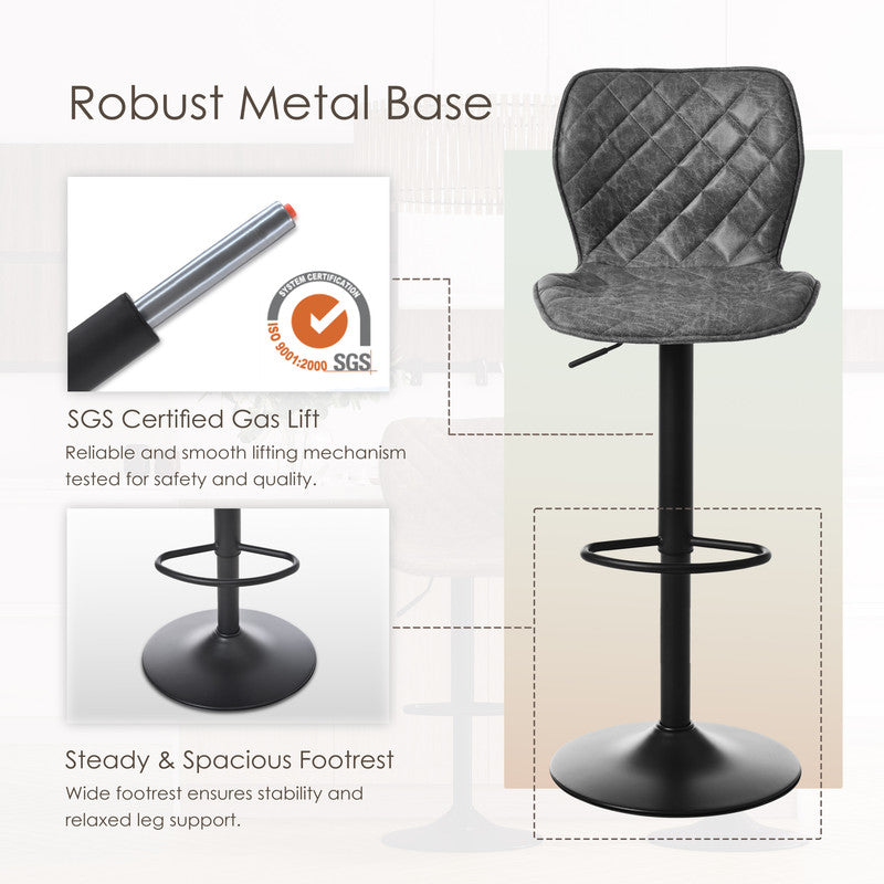 Goeurvant Modern 360° Swivel Bar Stool with Adjustable Height and Metal Base, PU Upholstery, Kitchen Stool, Kitchen Bar Stools, Kitchen Stools, Home Bar Furniture, Bar Seating, Metal Base Stool, Modern Bar Chair, Contemporar