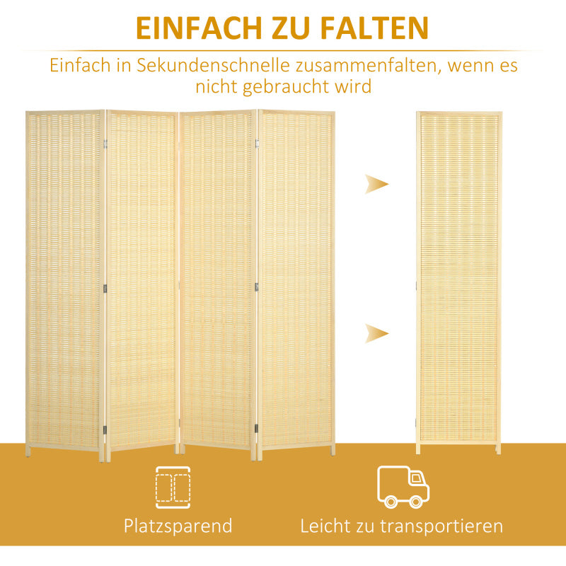 Kamerscherm – Kamerscheiding – Roomdivider – Scheidingswand – Privacy Scherm – Natuurlijke Massief Dennehouten Frame – Handgeweven Katoen en Bamboe – 180 x 180 cm – Inklapbaar en Direct Gebruiksklaar