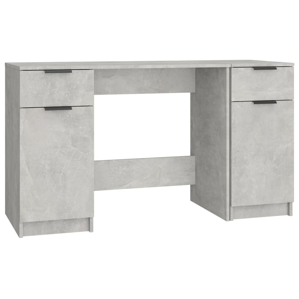 Bureau – Schrijftafel – Werkplekmeubel – Kantoortafel – Betongrijs – Stevig Hardhout – Ruime Opbergruimte