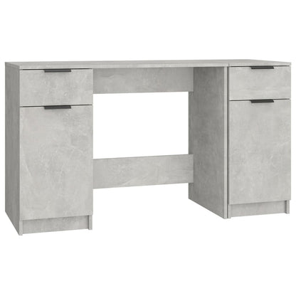 Bureau – Schrijftafel – Werkplekmeubel – Kantoortafel – Betongrijs – Stevig Hardhout – Ruime Opbergruimte