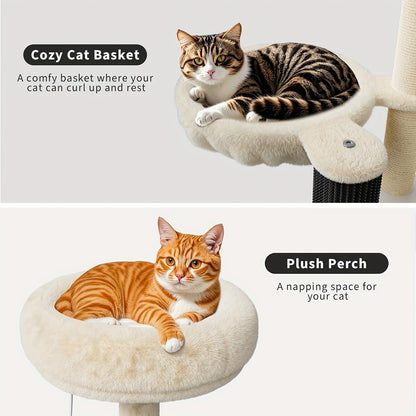 Kattenboom – Krabpaal – Speelhuis – Kattenmeubel – Kattentoren – Wit – Verborgen Kattenbak – Stevige Houten Constructie