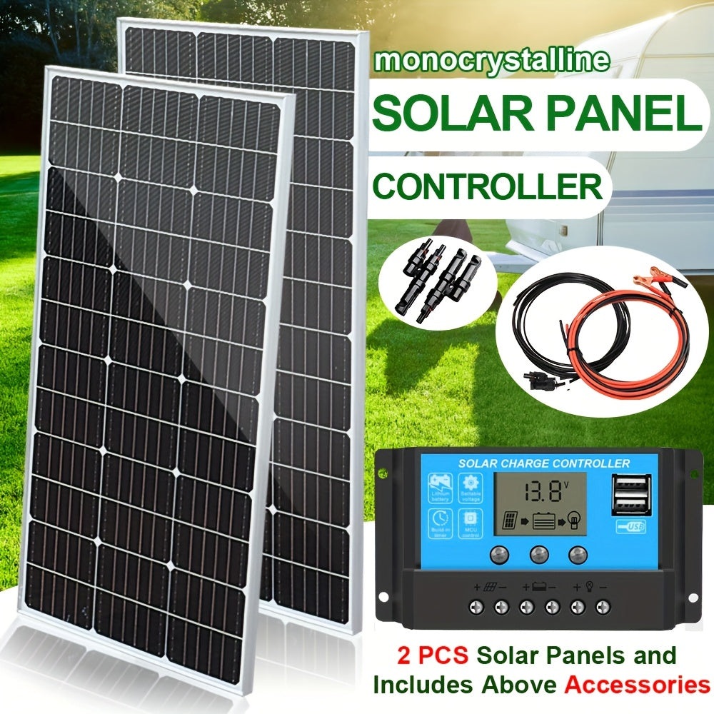 Zonnepaneel Set – Zonne-energie Paneel – Monokristallijn Zonnepaneel – Off-Grid Zonnepaneel – 200W Vermogen – Compact & Weerbestendig - QUORE