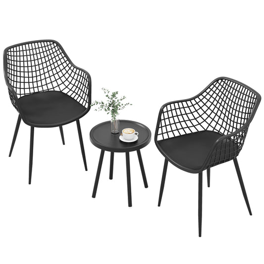 Balkonset – Tuinmeubelset – Balkonmeubelen – Loungeset – Buitenset – Weerbestendig – Met Metalen Frame En Ergonomische Stoelen – Zwart