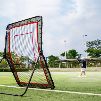Lacrosse Rebounder – Bounce Back Net – Trainingsscherm – Pitchback Net – Werpscherm – Verstelbare Hoek – Stevig Stalen Frame – 1524 x 2134 mm