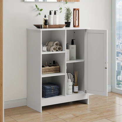Opbergkast – Opbergmeubel – Kast – Opbergrek – Opbergkastje – Bamboe – Wit – Vrijstaand – Verstelbare Planken – 60x30x80 cm – Duurzaam – Montagevrij