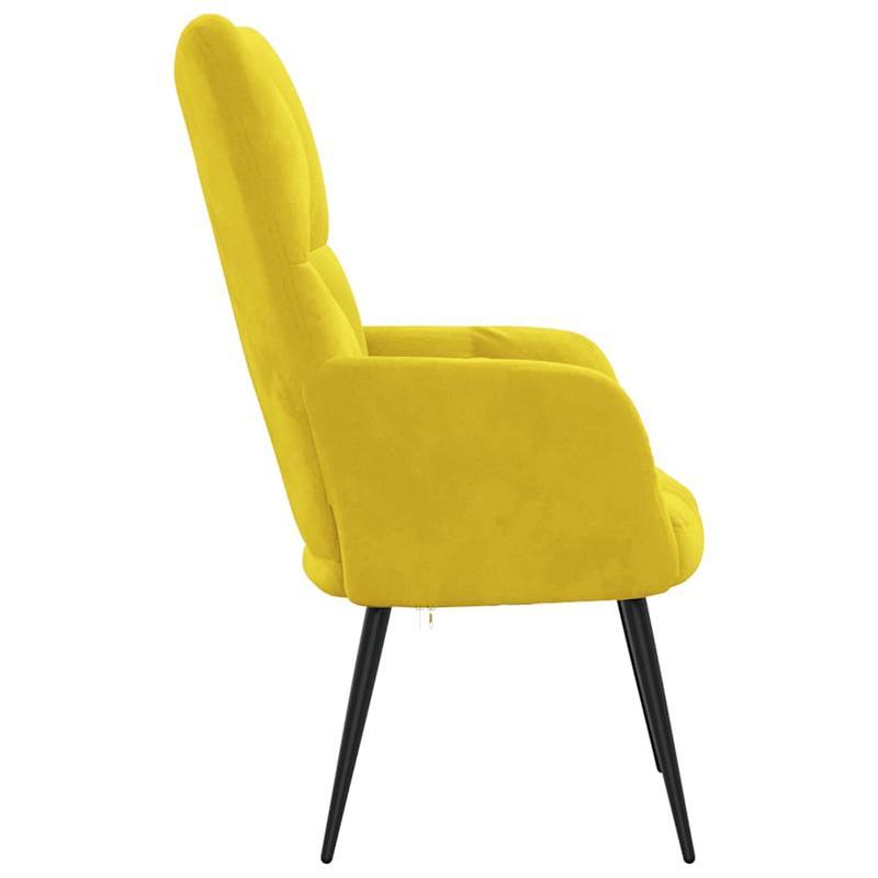Lounge Chair – Fauteuil – Zitzak – Relaxstoel – Loungestoel – Mosterdgeel Velvet – Kunsthout Frame – Metalen Poten – Zacht Kussen – Eenvoudig Te Monteren