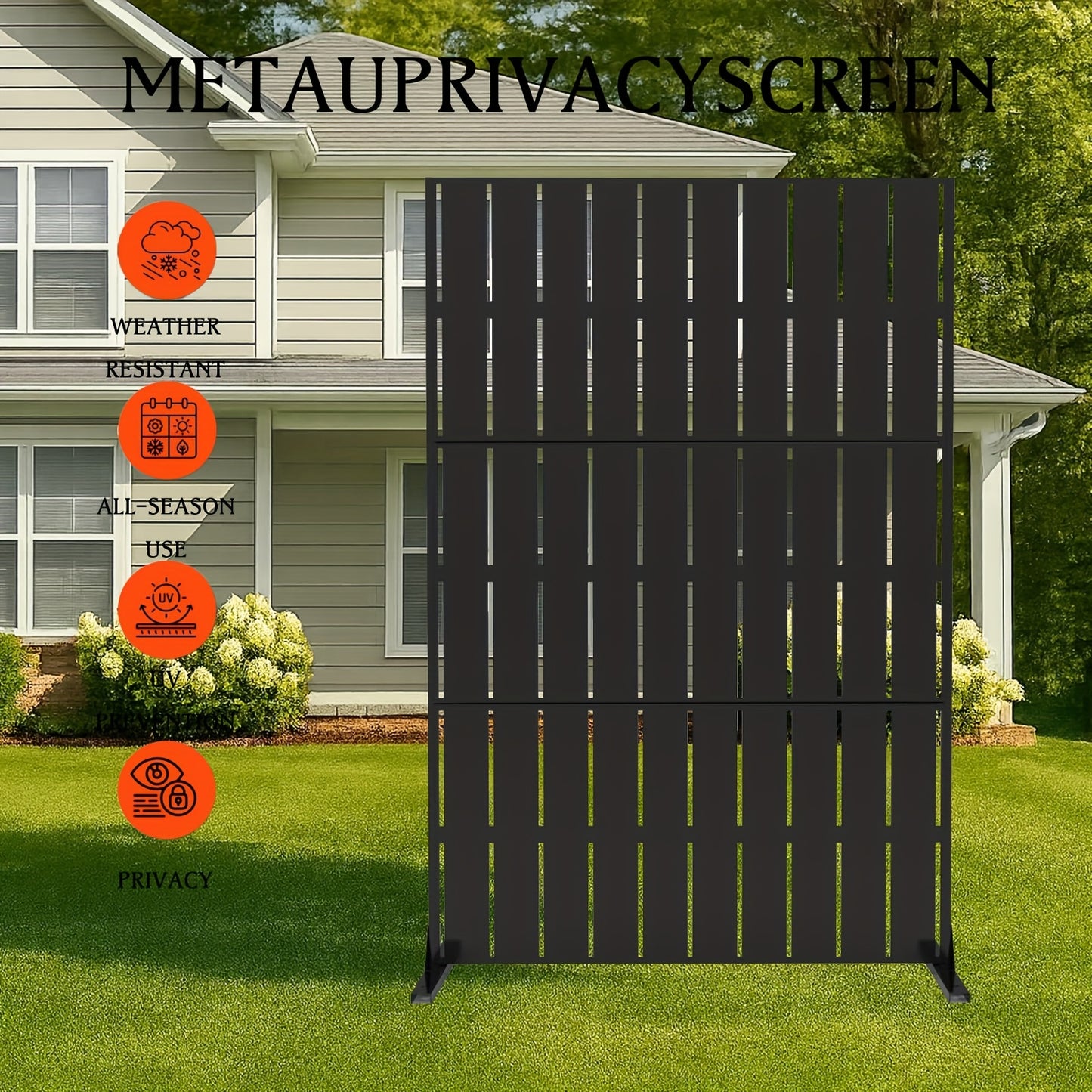 Tuinscherm – Privacy Scherm – Tuinafscheiding – Windscherm – Balkonscherm – Metalen Vrijstaand Scherm – 182x119 cm – Weerbestendig Met Modern Design