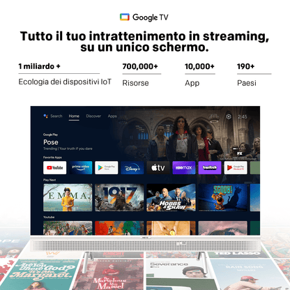 32” QLED Smart TV – Draagbare Televisie – HD Monitor – Mobiele TV – Compact Scherm – Handvat – Google TV – HDR10 Display – Bluetooth Geluid