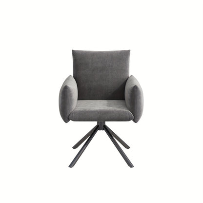Set of 2 Upholstered Dining Chairs with 4 Metal Feet, 360° Swivel Lounge Chairs with Lumbar Support, Velvet Armchairs for Living Room, Bedroom, Office - Classic Style, No Electricity Needed, Dining Room Furniture, Elegant Di