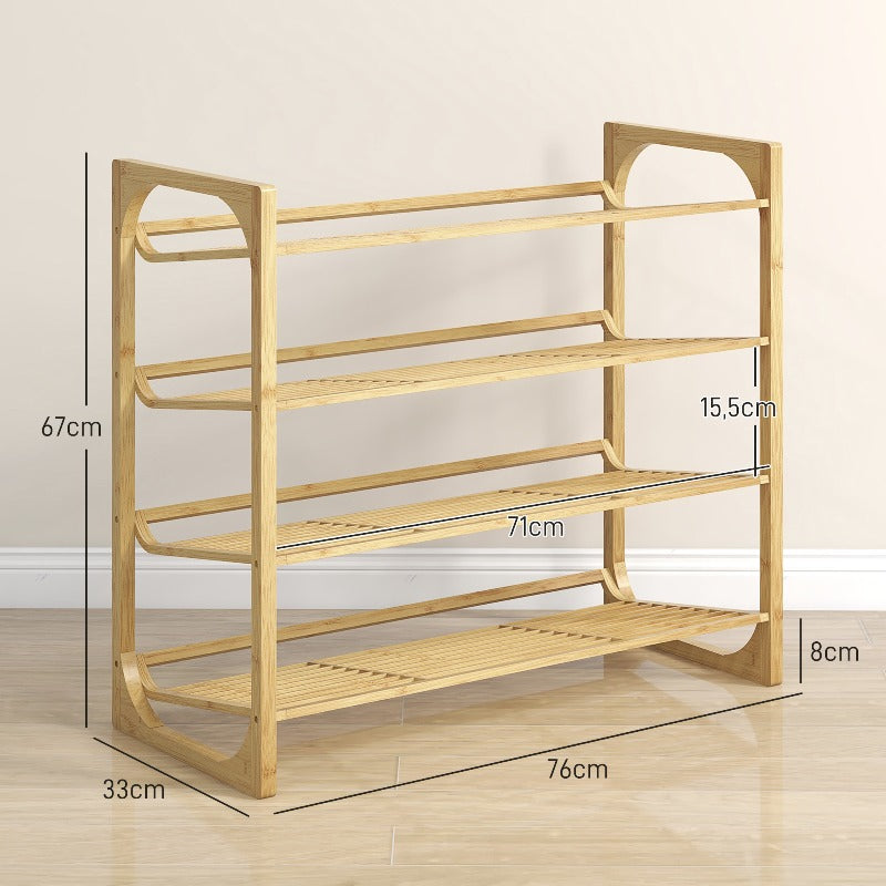 Bamboe Schoenenrek – Schoenenkast – Schoenen Organizer – Schoenenhouder – Schoenendisplay – 4 Lagen Voor 12 Paar – Natuurlijk Hout – Compacte Opslag