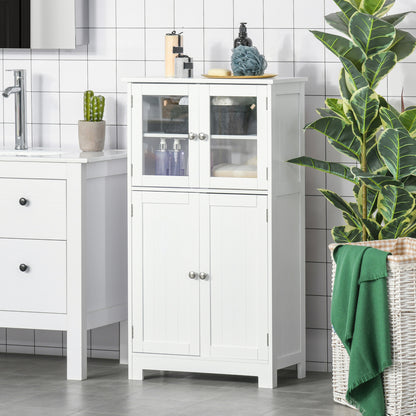 Opbergkast – Badkamerkast – Opbergmeubel – Opbergkastje – Kasten – Verstelbare Planken – Gehard Glas – Wit – 60x30x108,5 cm
