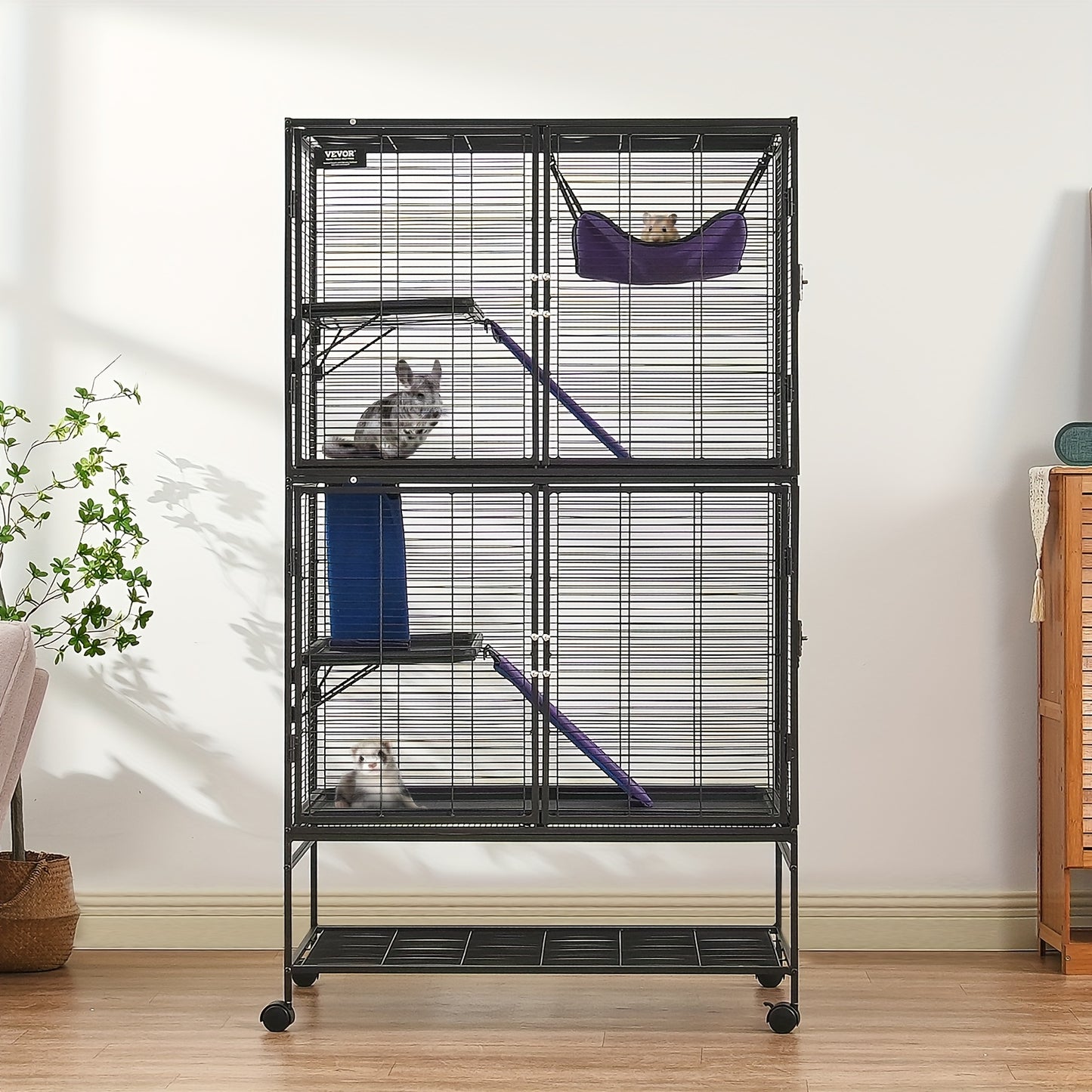 Dierkooi – Kleindierkooi – Kooien – Kleine Huisdieren Kooi – Fret Kooi – 164 cm Hoog – Metalen Constructie Met Wielen