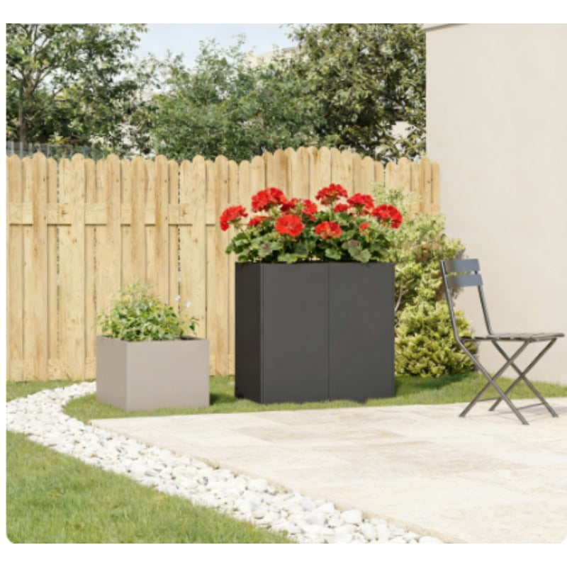 Plant Pot Black 80x40x80cm Cold-rolled Steel Chic Outdoor Planter Serves as a Focal Point for Exterior Spaces Reliable Weather- Planter Combines Beauty and Gardening Functionality