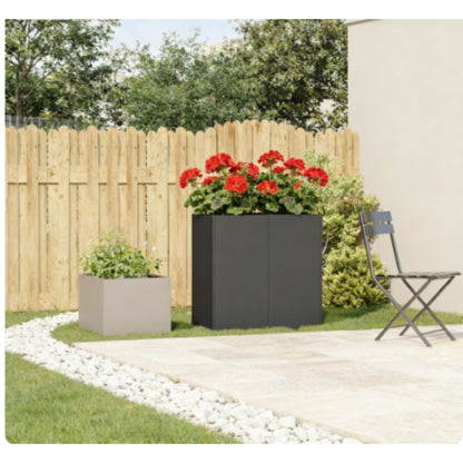Plant Pot Black 80x40x80cm Cold-rolled Steel Chic Outdoor Planter Serves as a Focal Point for Exterior Spaces Reliable Weather- Planter Combines Beauty and Gardening Functionality