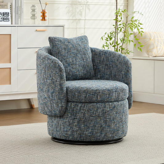 Draaifauteuil – Loungefauteuil – Relaxstoel – Draaistoel – Clubfauteuil – Chenille Bekleding – Pluche Kussen – Handmatige Draaifunctie – Compact Design