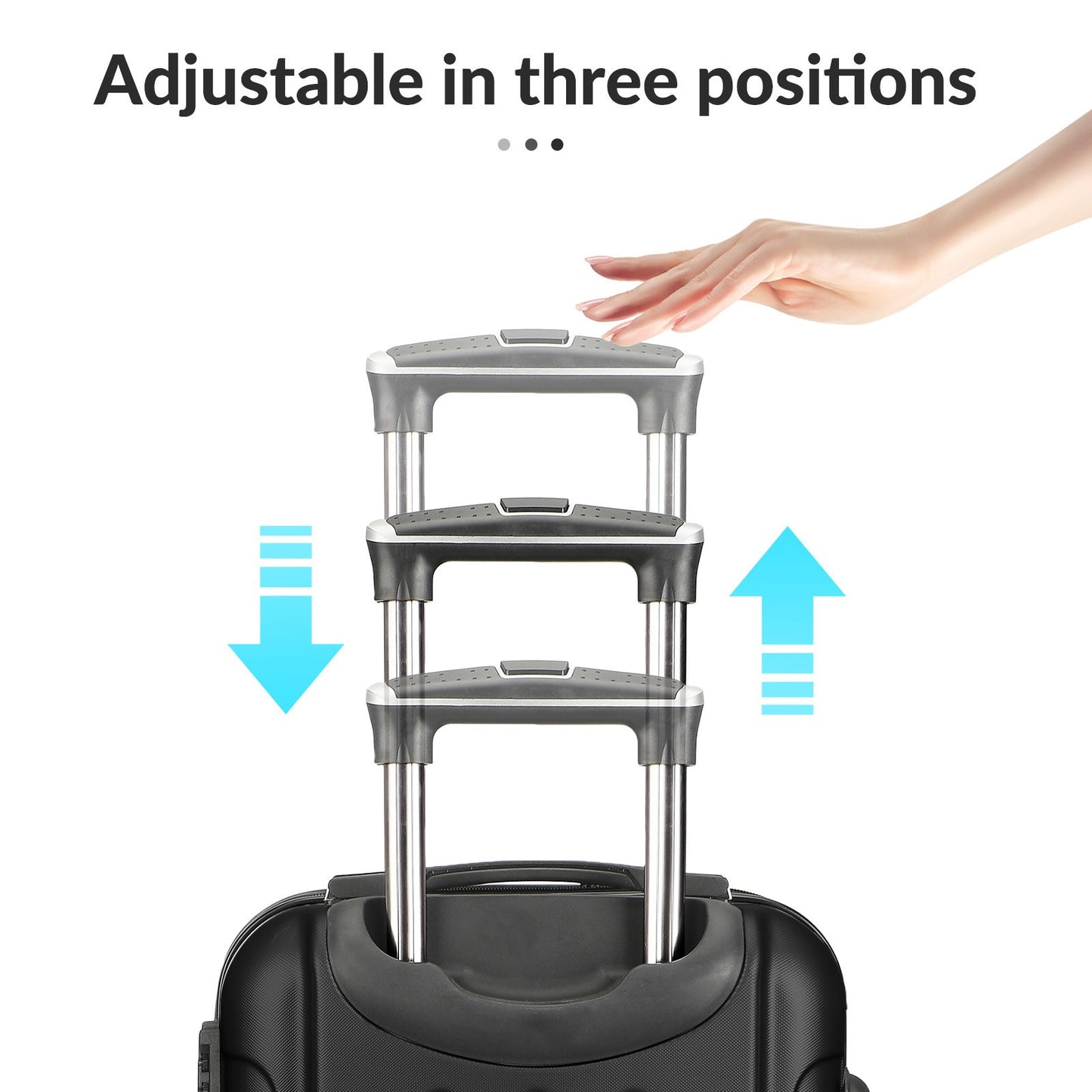 Koffer Set – Reiskoffers – Bagage – Trolley – Harde Koffer – ABS Hard Shell – 4 Zwenkwielen – TSA Combinatieslot – Zwart – M-L-XL