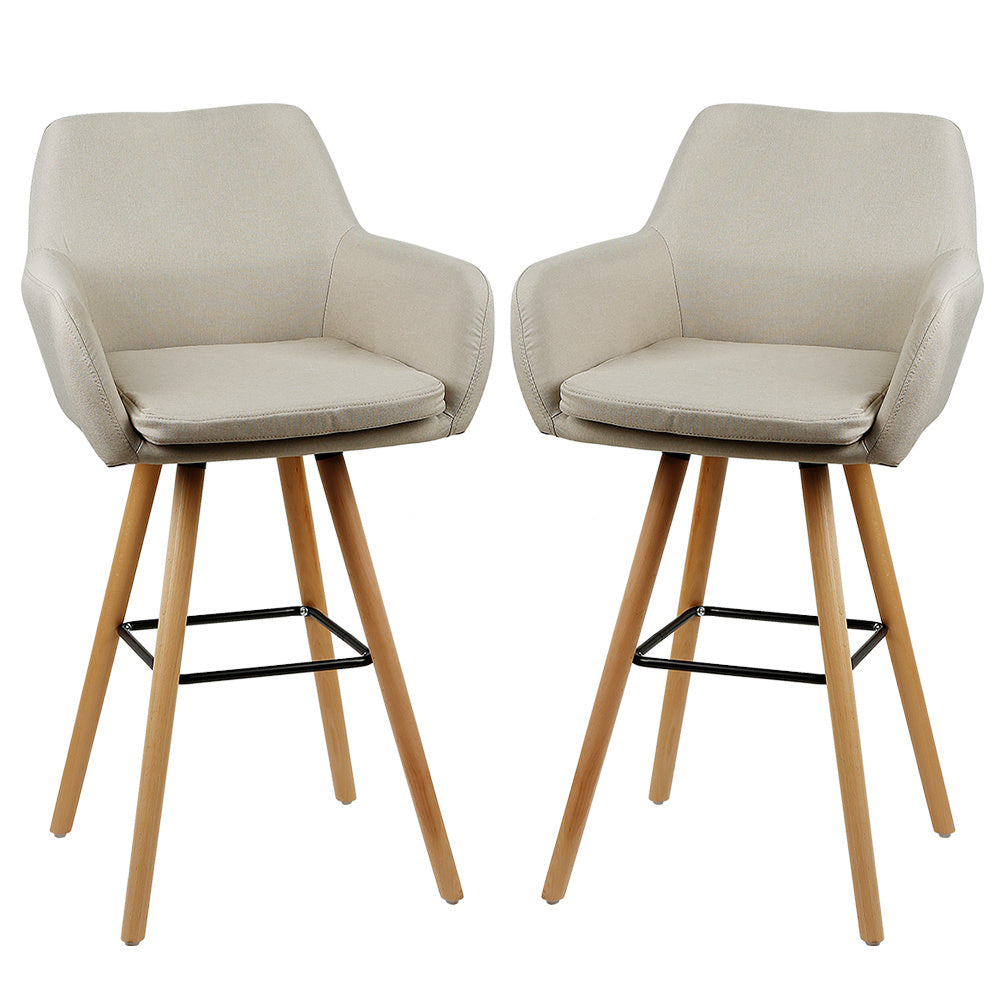 Barkrukken – Barstoelen – Krukken – Barhockers – Barkrukken Set – Scandinavisch – Stoffen Bekleding – Met Rugleuning en Armleuning – Hoge Zithoogte 104 cm – Comfortabel & Stevig