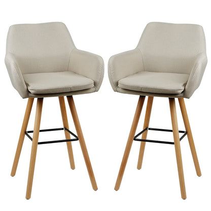 Barkrukken – Barstoelen – Krukken – Barhockers – Barkrukken Set – Scandinavisch – Stoffen Bekleding – Met Rugleuning en Armleuning – Hoge Zithoogte 104 cm – Comfortabel & Stevig